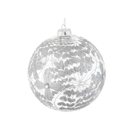 5" Silver Flower Glass Ornament