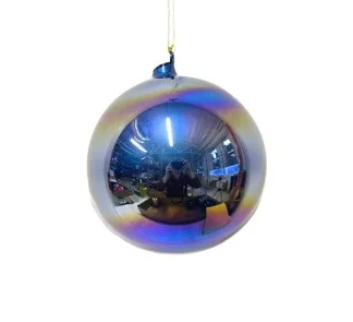 5" Blue Pearl Glass Ball Ornament