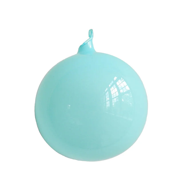 Turquoise bubblegum glass ball ornament with a glossy finish.