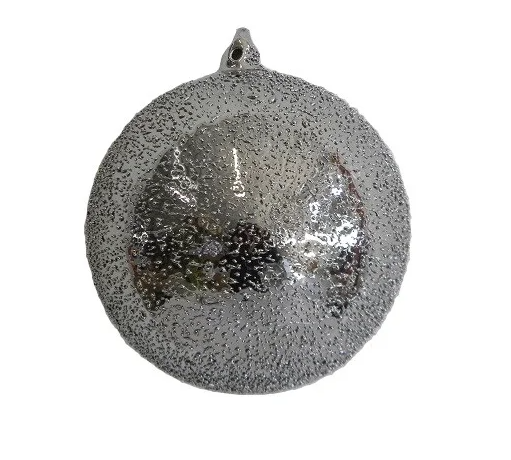 5" Silver Beaded Glass Ball Ornament