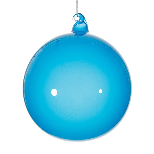 5" Blue Aegean Glass Ball Ornament