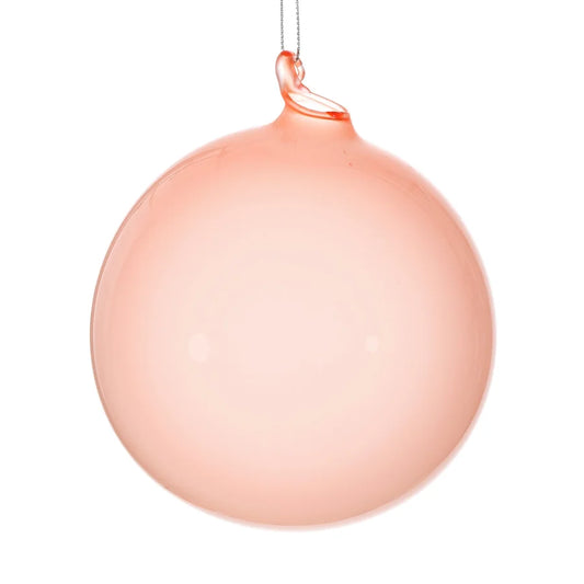 Coral glass ball ornament with a bubblegum gloss finish.