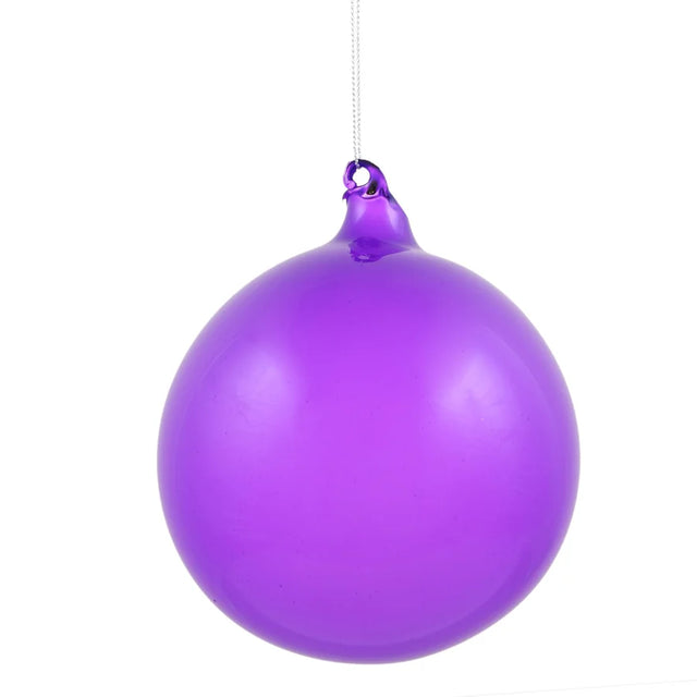 Dark lavender glass ball ornament with a smooth finish.