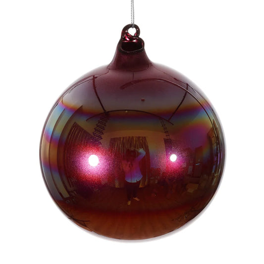120mm Burgundy Iridescent Glass Ball Ornament