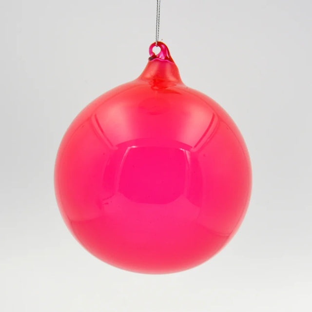 Candy red bubblegum glass ball ornament with a glossy finish.
