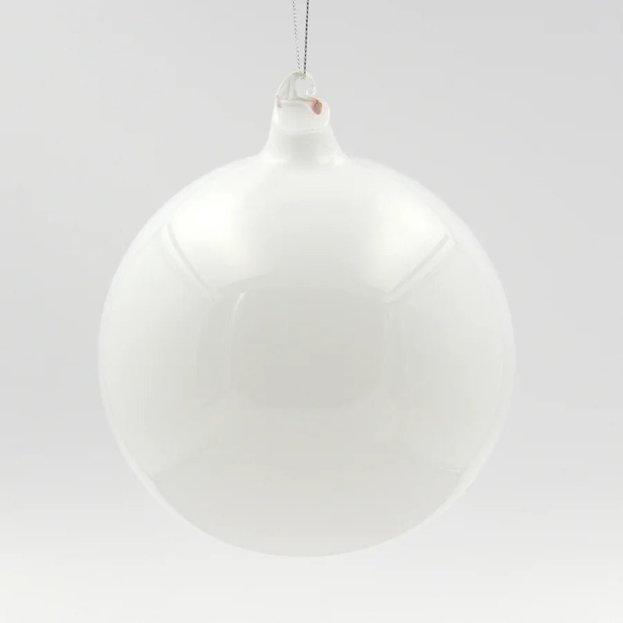 6" White Ball Glass Ornament