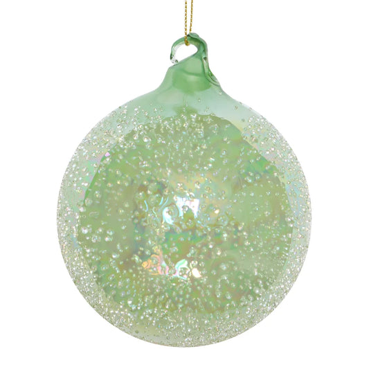 5" Green Beaded Glass Ball