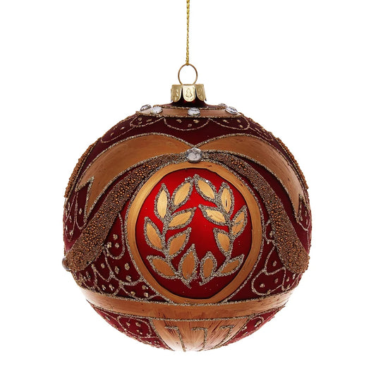 4.5" Royal Crest Glass Ornament Red Gold