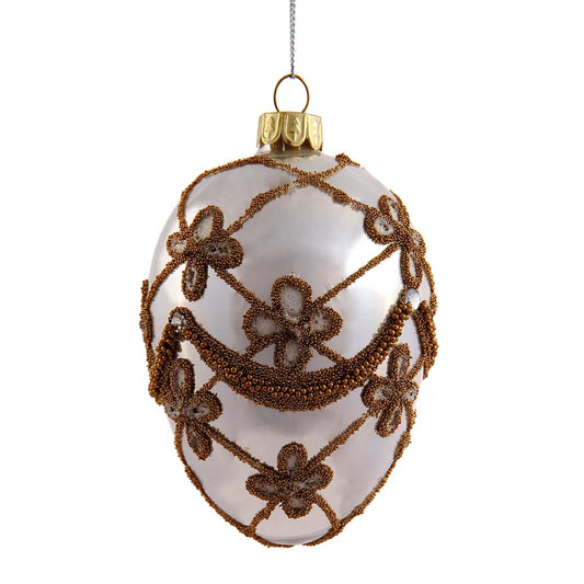 4" Cream Egg Floral Swag Glass