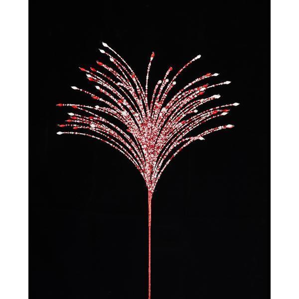 24" Red & White Beaded Sequin Spray