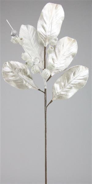 32" Icy Pearl Magnolia Leaf Spray