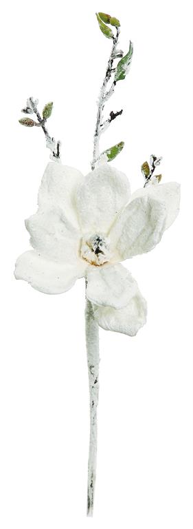 18" Snow Magnolia Pick