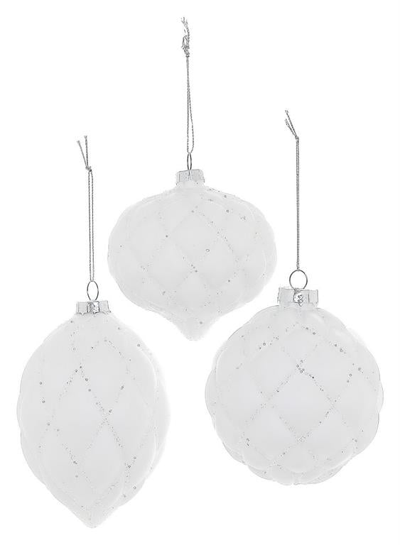 4-5" White Matte Glass Ornament