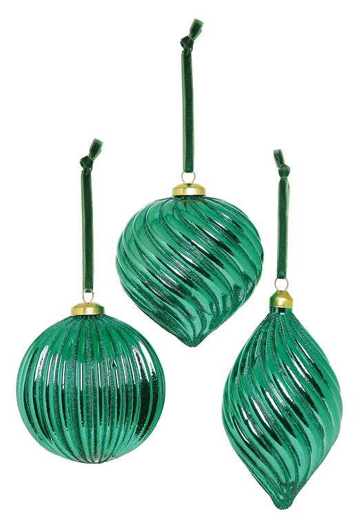 4-6" Teal Swirl Glass Ornament