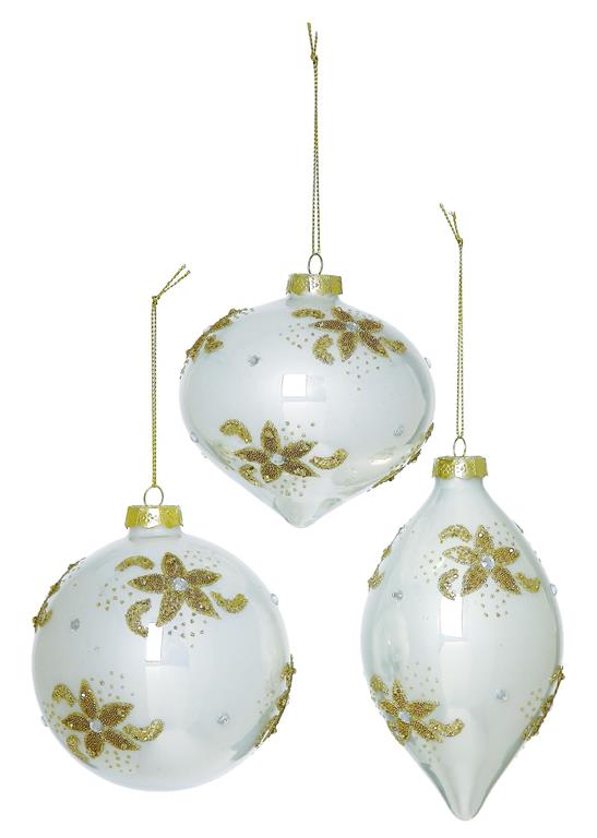4-6" White Glass Flower Ornament