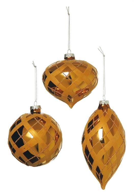4-6" Bronze Checkered Glass Ornament