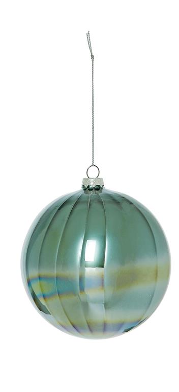 5" Icy Blue Stripe Glass Ball Ornament