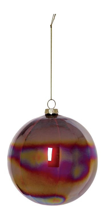 4.5" Plum Stripe Glass Ball Ornament