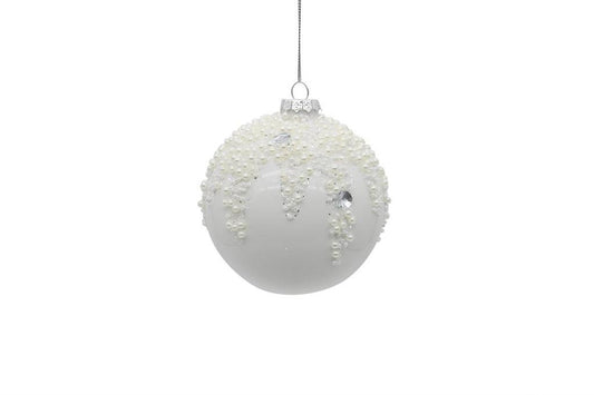 4" Pearl Diamond White Ornament