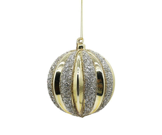 4" Gold Ribbed Plastic Ornament