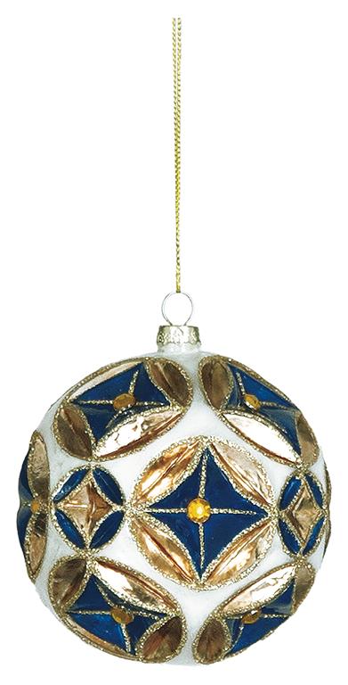 3.5" Chinoiserie Gilded Blue Gold Ornament