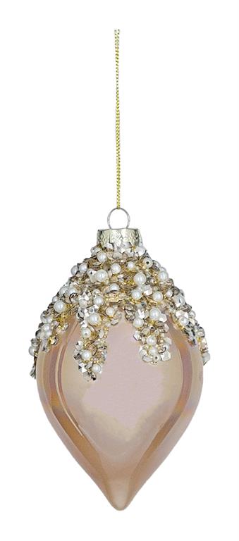 Pearl pearl rose finial ornament, 5 inch, for Christmas tree decorating