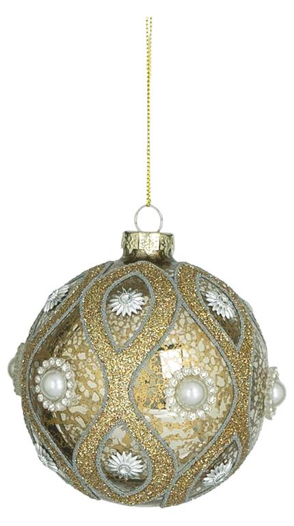 4" Gold Pearl Glass Ornament