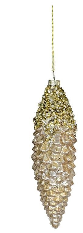 7" Pinecone Finial Glass Rose Gold
