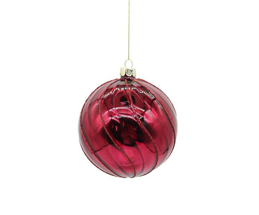4" Red Swirl Glass Ornament