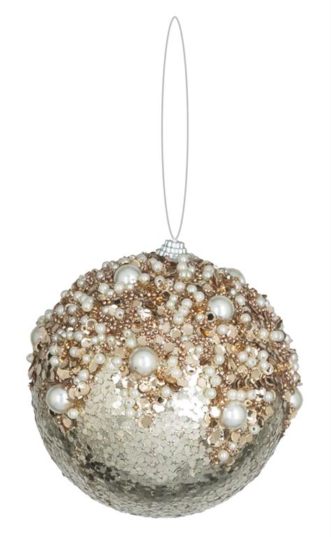 5" Pearl Sequin Champagne Ornament