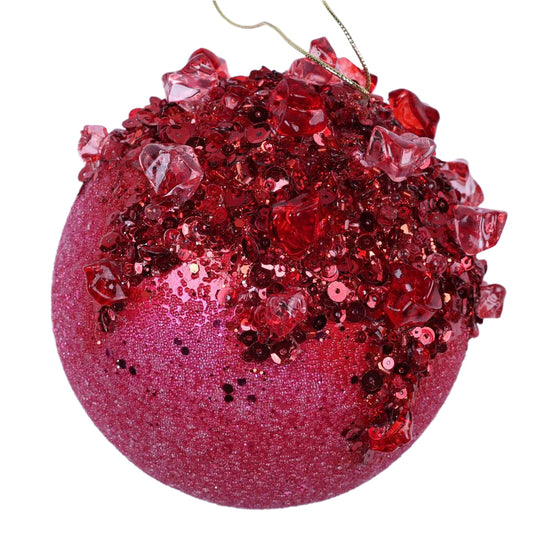 5" Hot Pink & Red Sugar Crystal Ball