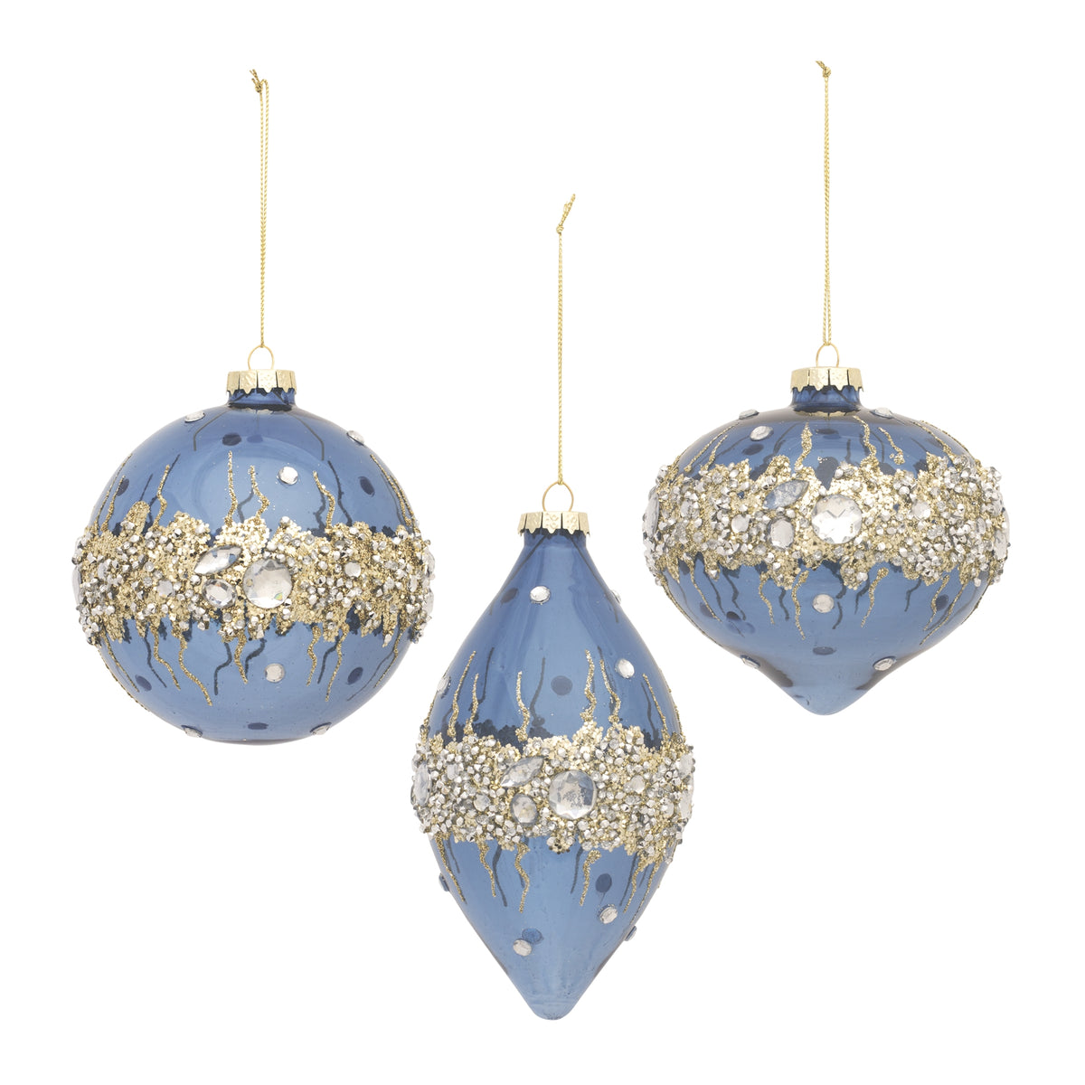 4-6" Midnight Blue Beaded Glass Ornament