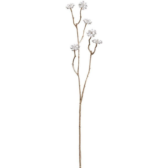 Diamond flower spray with crystal white jeweled petals.
