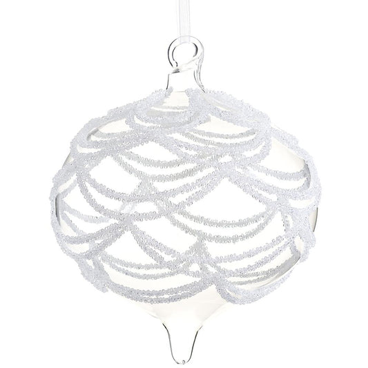 6" Clear Beaded Glass Onion Ornament