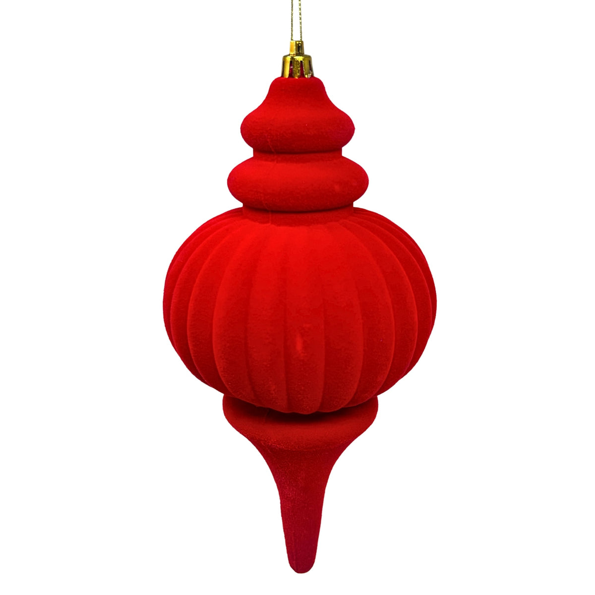 10" Cherry Red Finial Flocked Ornament