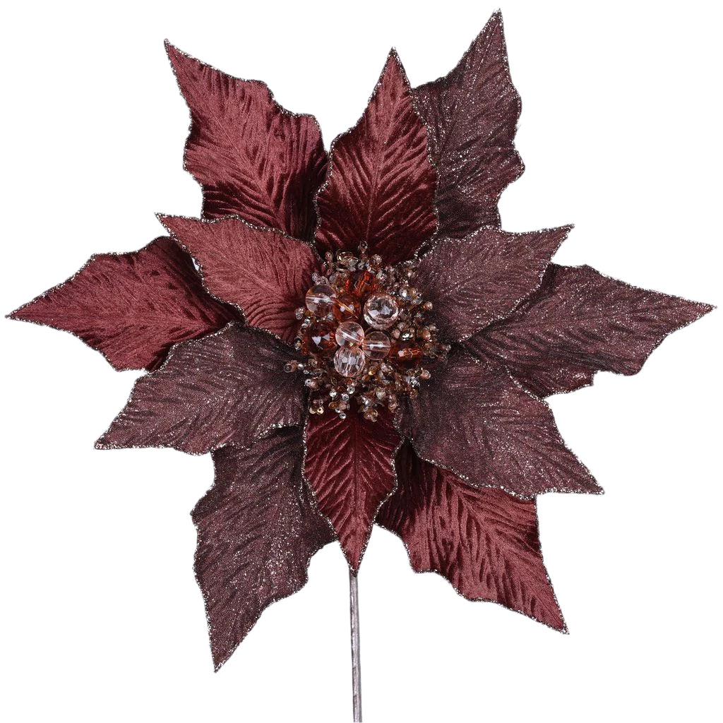 15" Chocolate Festive Poinsettia Stem