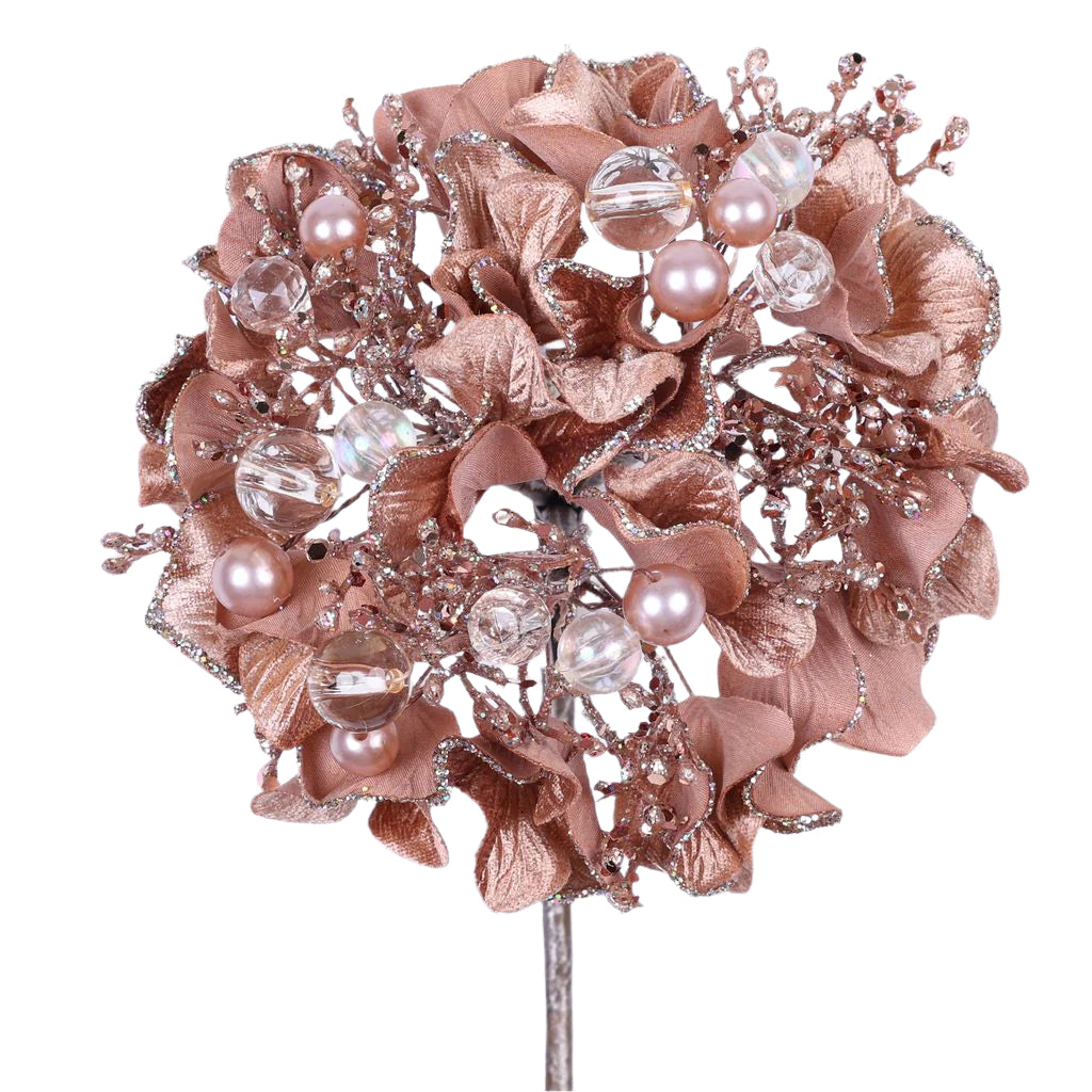 6" Cappuccino Bejeweled Hydrangea