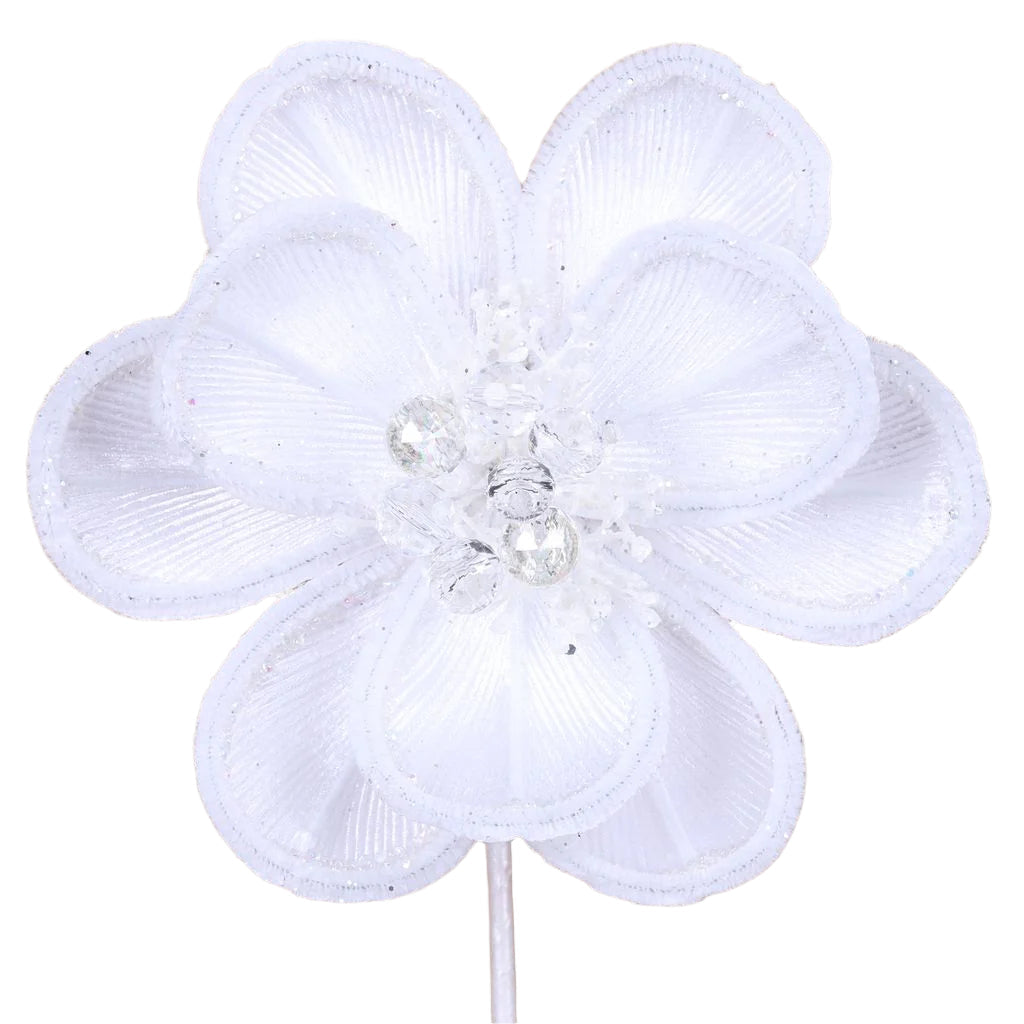 7” White Magical Magnolia Stem