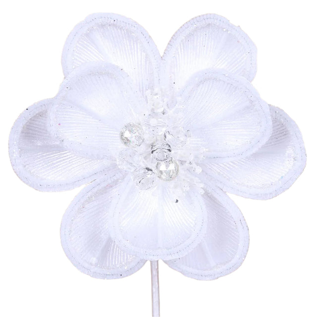 7” White Magical Magnolia Stem