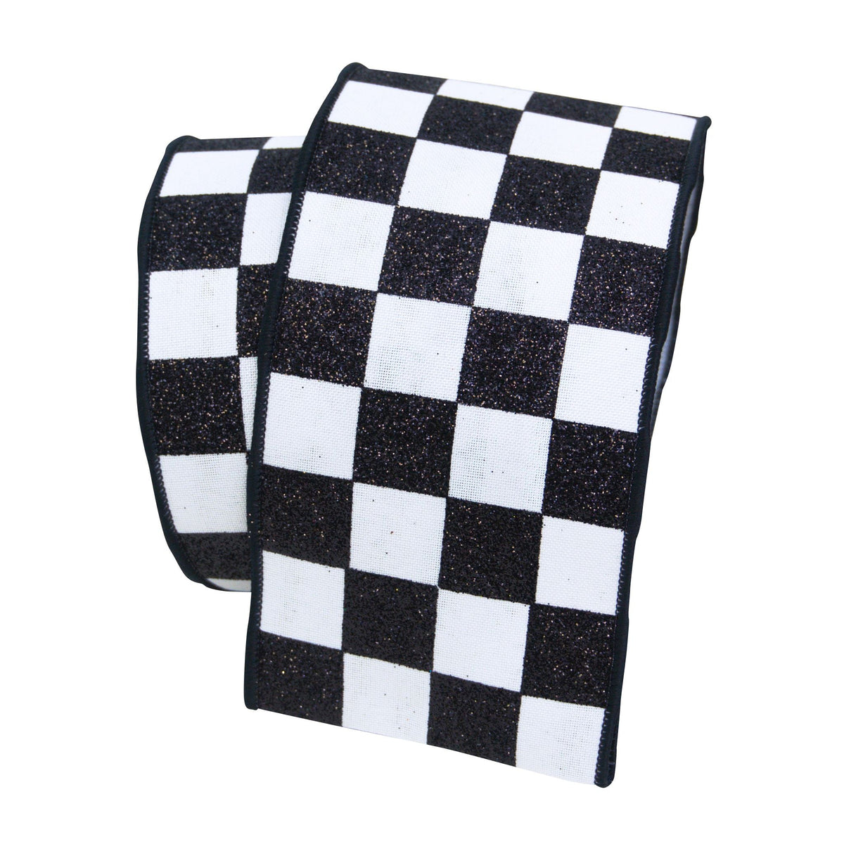 4"x10Y Ribbon B&W Checkered