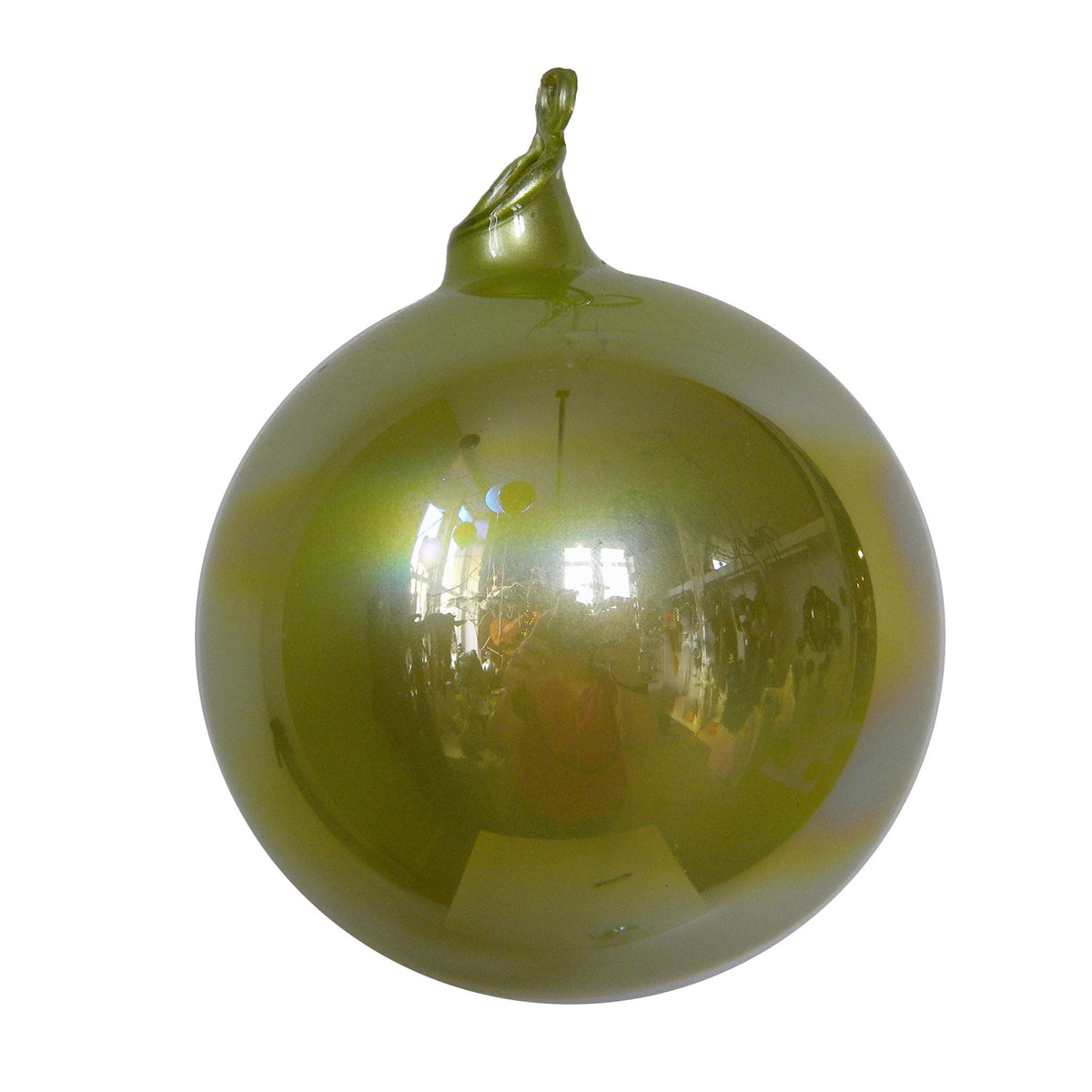 6" Lime Pearl Glass Ball Ornament