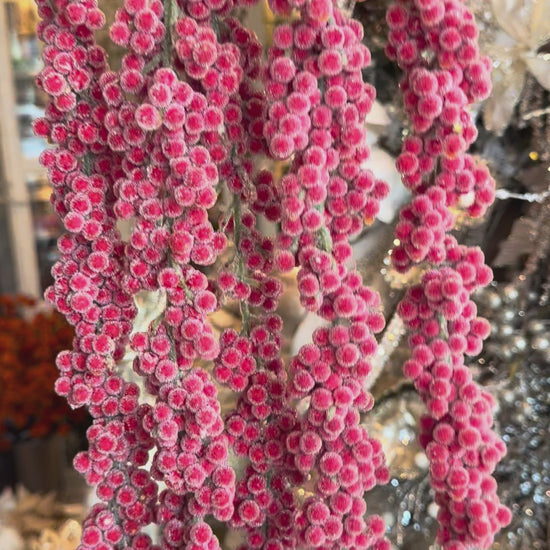 Icy red berry spray with frosted berries, alternate view.