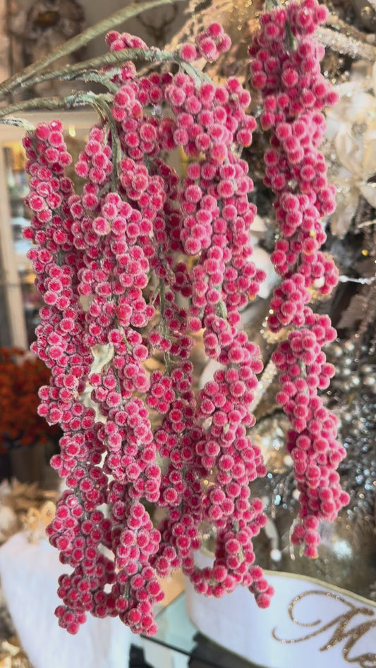 40” Icy Red Berry Spray