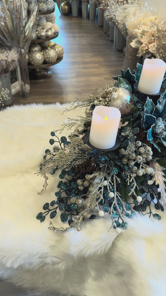 38”x20”x14” Candleholder, Blue Platinum