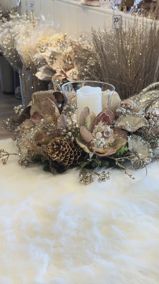 18”x8” Candleholder, Gold