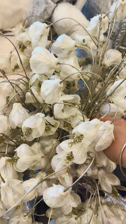 37” White Abutilon Spray
