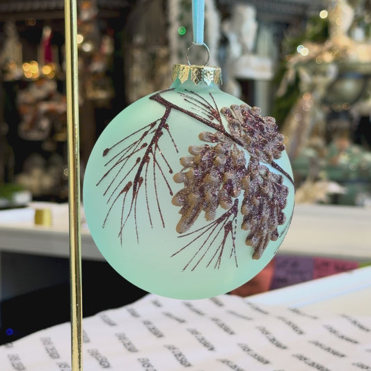 5" Green Frosted Glass Ornament