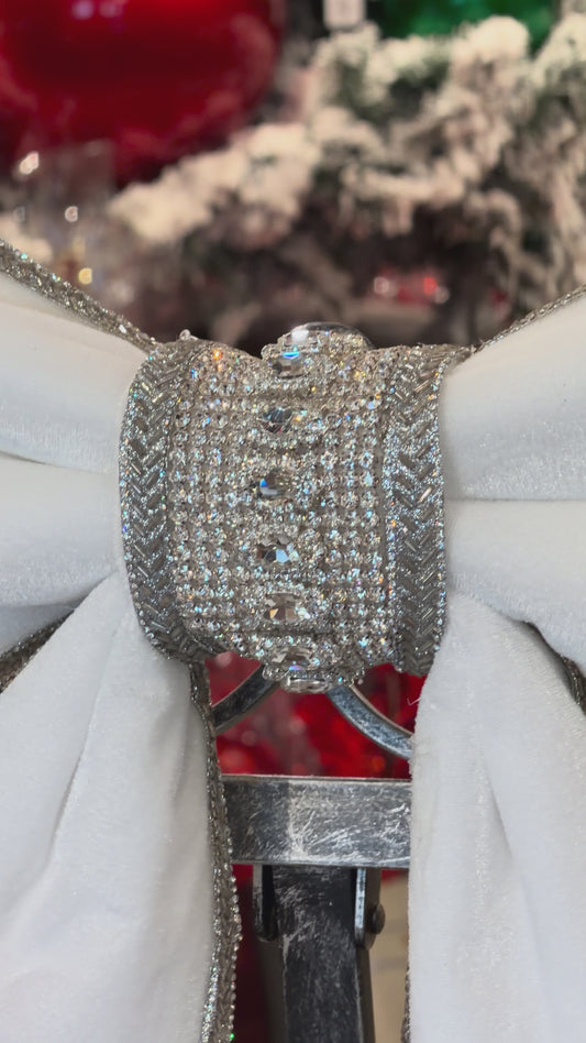 24” White Bling Bow Elegant