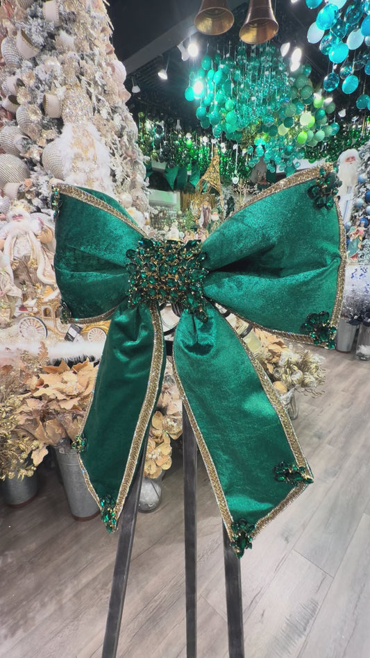24” Emerald Bling Bow Verdant