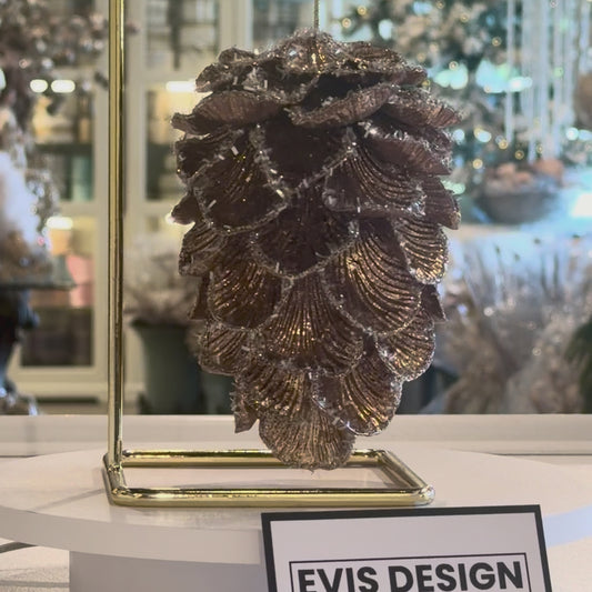 6" Cappuccino Frosted Pinecone